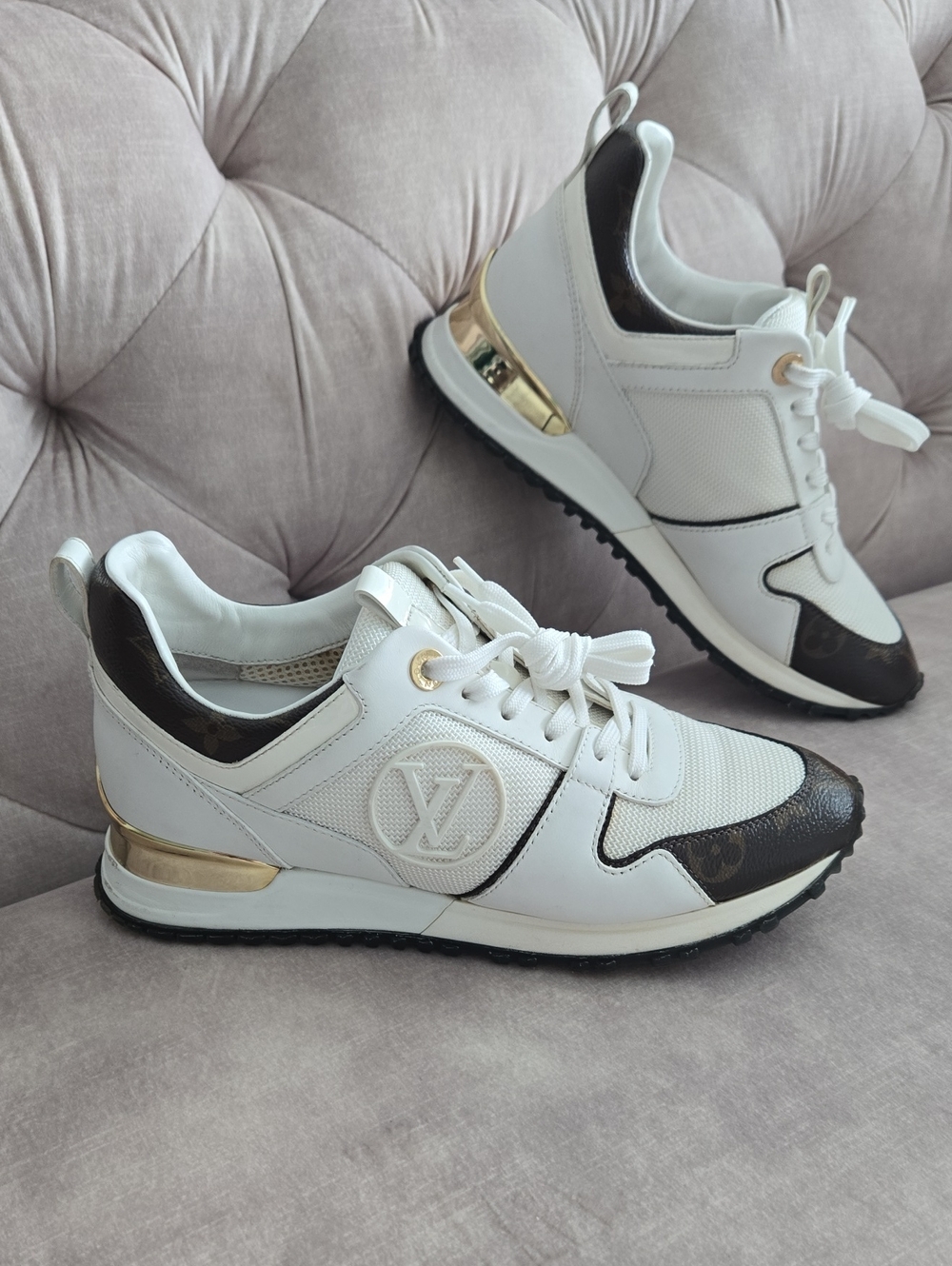 Louis Vuitton White, Brown Women's Sneakers, Size 36.5, Made In Italy